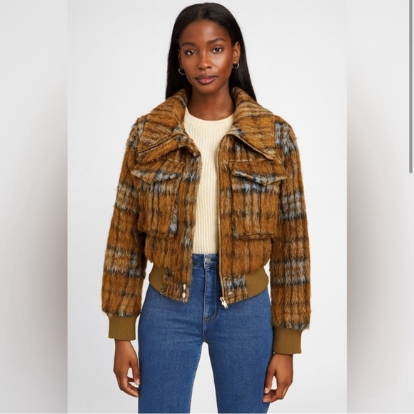7 For All Mankind Alicia Plaid Bomber Jacket - Picture 1 of 9